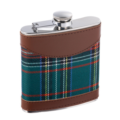 Фляга SQuire 0,18 л, искусственная кожа,  с шотландской клеткой