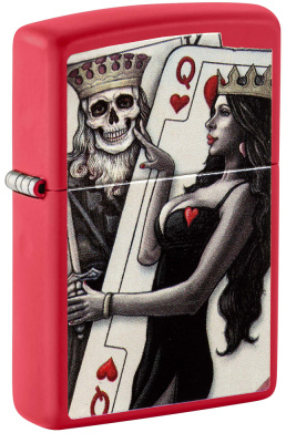 Зажигалка ZIPPO Skull King Queen Beauty с покрытием Red Matte, латунь, 38x13x57 мм