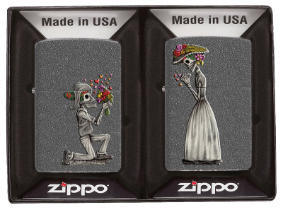 Набор ZIPPO Влюбленные зомби из двух зажигалок с покрытием Iron Stone™, овые