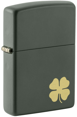 Зажигалка ZIPPO Four Leaf Clover с покрытием Green Matte, латунь, 38x13x57 мм