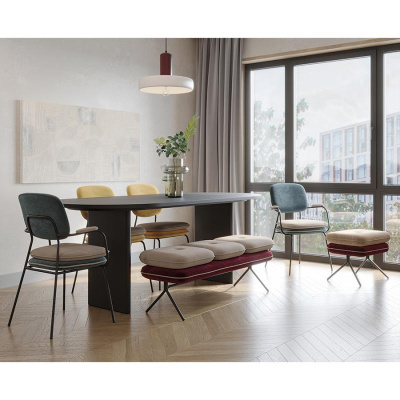 Стул с подлокотниками и контрастным кантом pea, велюр