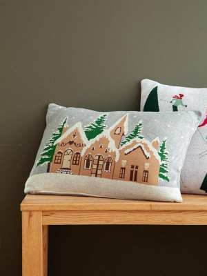 Подушка вязаная с новогодним рисунком christmas village из коллекции new year essential, 40x60 см