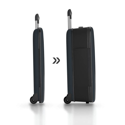 Чемодан складной Rollink Vega II 55x40x20 см, 2 колеса, серо-синий