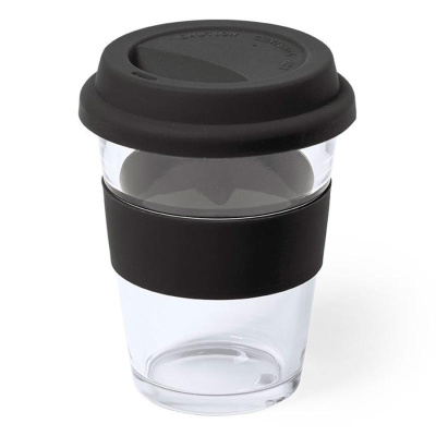 Стакан DURNOX с силиконовой крышкой, прозрачный с белым, 350мл, 12,4х9,5см, стекло, силикон