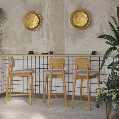 Стул полубарный с обивкой saga, рогожка