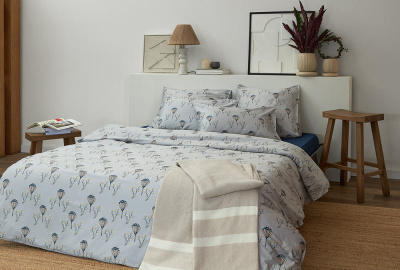 Комплект постельного белья "Полевые цветы" из премиального сатина из коллекции russian north, 200х220 см