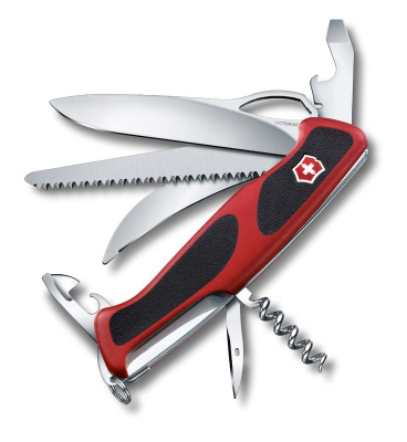 Нож перочинный VICTORINOX RangerGrip 57 Hunter, 130 мм, 13 функций, с фиксаторо,  с чёрным