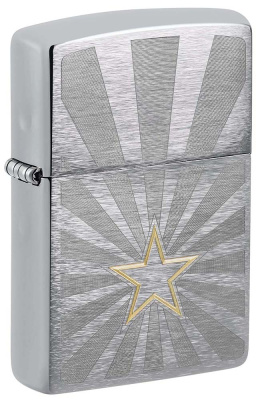 Зажигалка ZIPPO Star Design с покрытием Brushed Chrome, латунь, 36x13x57 мм