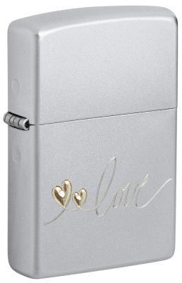 Зажигалка ZIPPO Love Design с покрытием Satin Chrome, латунь, 38x13x57 мм