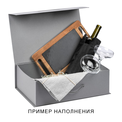Подарочная коробка, размер 38,5*26*10,5 см, Solution Prestige Big Case Linen агнитным клапаном и ручкой
