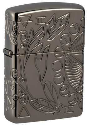 Зажигалка ZIPPO Armor® Wicca Design с покрытием Black Ice®, латунь, 38x13x57 мм