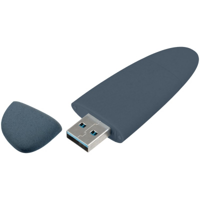 Флешка Pebble Type-C, USB 3.0, серо-синяя