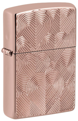 Зажигалка ZIPPO Armor® Hearts с покрытием Rose Gold, латунь,  золото, 38x13x57 мм
