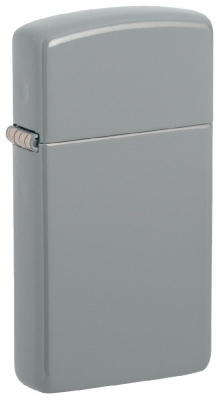 Зажигалка ZIPPO Slim® с покрытием Flat Grey, латунь, глянцевая, 29x10x60 мм