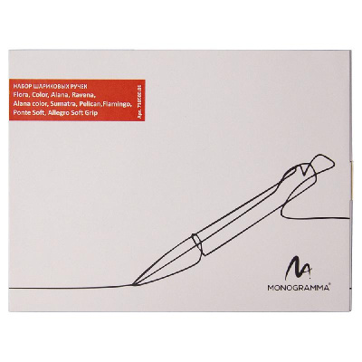 Набор шариковых ручек Print Sample №1  Flora, Alana Color, Alana, Sumatra, Pelican, Flamingo, Ponte Soft , Allegro Soft grip  в футляре