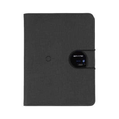 Папка А5 с беспроводным (10W) ЗУ 5000 mAh, с функцией MagSafe, сенсорным дисплеем с подсветкой логотипа и блокнотом
