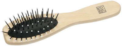 Щетка Dewal Beauty серия "Дерево" массажная с пластиковым штифтом деревянная, овальная малая