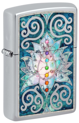 Зажигалка ZIPPO Lotus Flower с покрытием High Polish Chrome, латунь, 38x13x57 мм