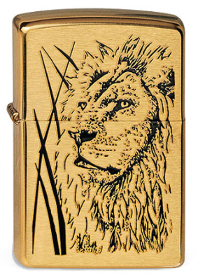 Зажигалка ZIPPO Proud Lion, с покрытием Brushed Brass, латунь, 38x13x57 мм