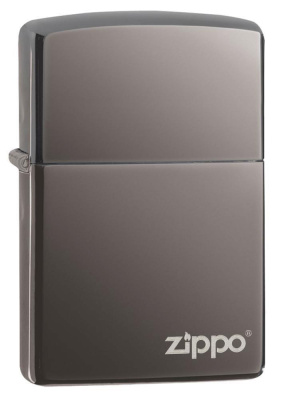 Зажигалка ZIPPO Logo с покрытием Black Ice®, латунь, глянцевая, 38x13x57 мм