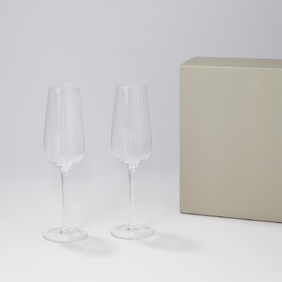 Подарочный набор 2 бокала для шампанского Blanche в серой коробке