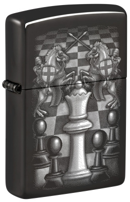 Зажигалка ZIPPO Chess Design с покрытием High Polish Black, латунь, 38x13x57 мм
