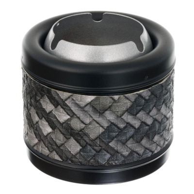 Пепельница SQuire круглая, покрытие хром и  краска, искусств кожа, овая, 93 мм