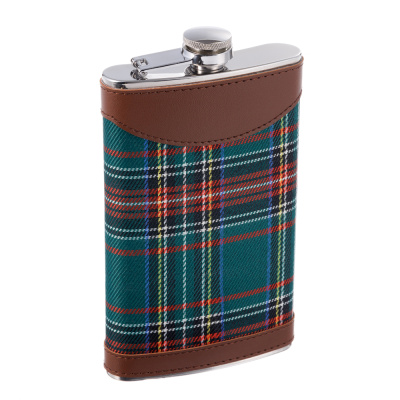 Фляга SQuire 0,27 л, искусственная кожа,  с шотландской клеткой