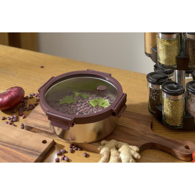 Контейнер стальной круглый click steel, 1,5 л