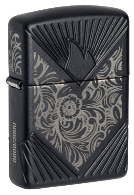 Зажигалка ZIPPO Armor® с покрытием Black Matte, латунь, овая, 38x13x57 мм