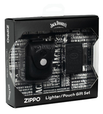 Набор ZIPPO Jack Daniels®: зажигалка с покрытием Black Matte и кожаный чехол в подарочной коробке