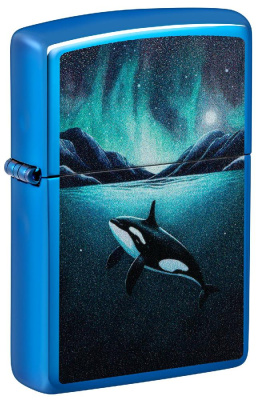 Зажигалка ZIPPO Whale с покрытием High Polish Blue, латунь, глянцевая, 38x13x57 мм