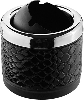 Пепельница SQuire круглая, покрытие ник и черкраскаискусственная кожа, 90 мм