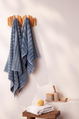 Полотенце банное waves джинсово из коллекции essential, 70х140 см