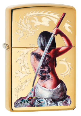Зажигалка ZIPPO Mazzi® с покрытием High Polish Brass, латунь, 38x13x57 мм