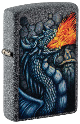 Зажигалка ZIPPO Fiery Dragon с покрытием Iron Stone, латунь, овая, 38x13x57 мм