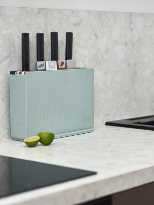Набор из 4х разделочных досок и 4х ножей с держателем cut&store