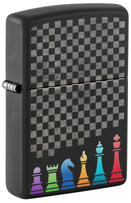Зажигалка ZIPPO Chess Pieces с покрытием Black Matte, латунь,  38x13x57 мм