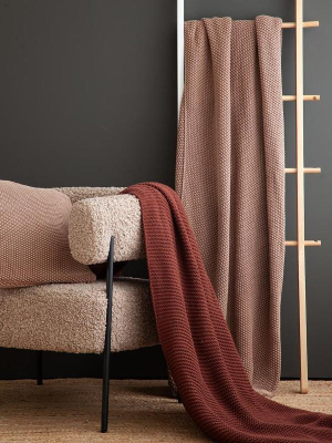 Плед из хлопка жемчужной вязки  из коллекции essential, 130х180 см