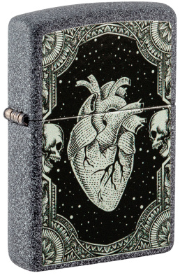 Зажигалка ZIPPO Heart Design с покрытием Iron Stone, латунь, 38x13x57 мм