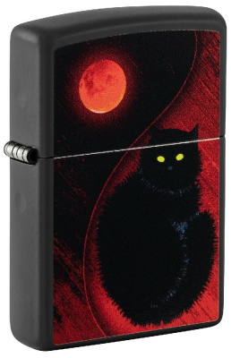 Зажигалка ZIPPO Black Cat с покрытием Black Matte, латунь, овая, 38x13x57 мм