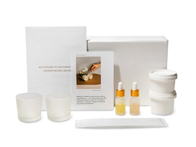Набор для создания 2-х ароматических свечей: амбра и табак/маракуйя, сандал и пачули