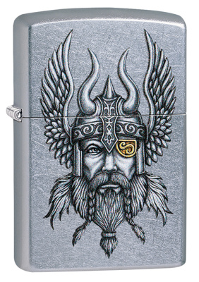 Зажигалка ZIPPO Viking Warrior с покрытием Street Chrome™, латунь, 38x13x57 мм