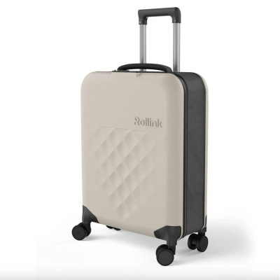 Чемодан складной Rollink Vega 360 55x40x20 см, 4 колеса, серо-бежевый