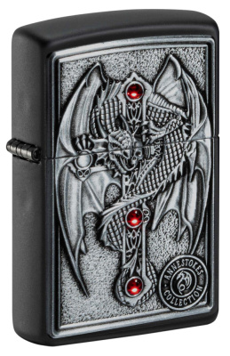 Зажигалка ZIPPO Winged Dragon Cross с покрытием Black Matte, латунь, 38x13x57 мм