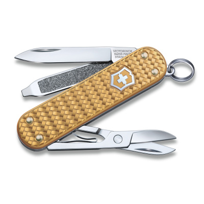 Ножбрелок VICTORINOX Classic SD Precious Alox "Brass Gold", 58 мм, 5 функций