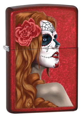 Зажигалка ZIPPO Day of Dead с покрытием Candy Apple Red™, латунь,глянцевая, 38x13x57мм