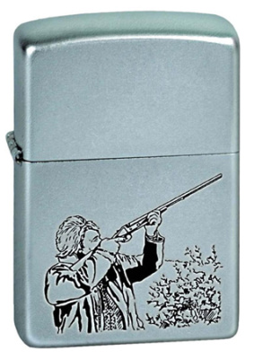 Зажигалка ZIPPO Hunter с покрытием Satin Chrome™, латунь, овая, 38x13x57 мм