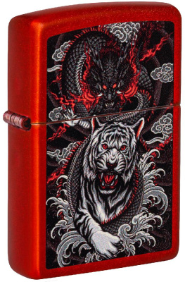 Зажигалка ZIPPO Dragon Tiger Design с покрытием Metallic Red, латунь, 38x13x57 мм