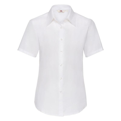 Рубашка "Lady-Fit Short Sleeve Oxford Shirt", белый_XS, 70% х/б, 30% п/э, 130 г/м2